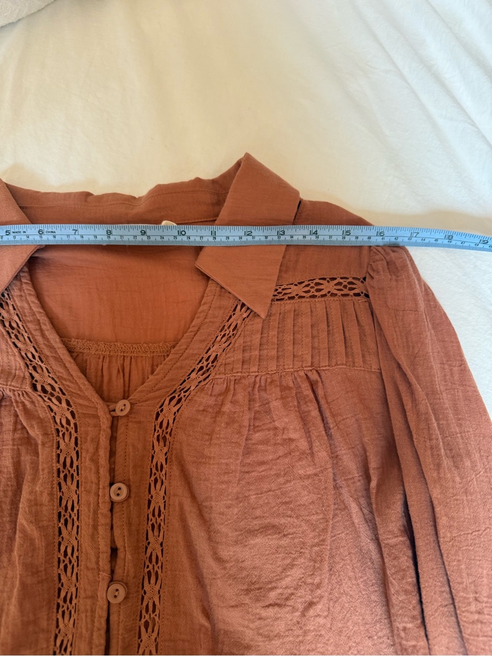 Boho Button-Front Peasant Top - Pink - Picture 5 of 6